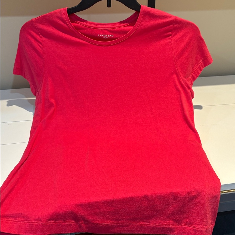 Lands' End Women's Vibrant Red Short Sleeve Tee
